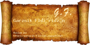 Garzsik Flórián névjegykártya